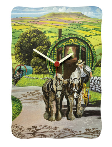 Romany gypsy caravan clock - caravan,