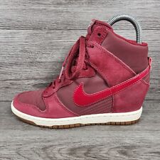 Nike Sky Hi Dunk Red Maroon Suede Hidden Wedge Trainers Shoes Size UK 4 