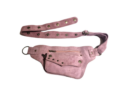 Handmade pink leather bum bag - pink,