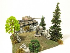 28mm WOODED RUINS: 5.5" x 5.5" w 4 Trees Scenery Scatter 15mm Wargames LOTR #436