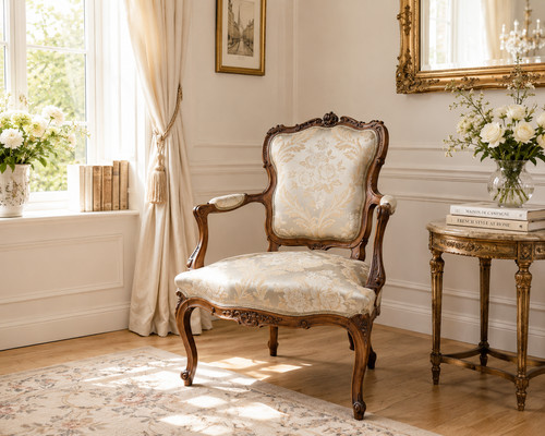 French walnut armchair - armchair, carved