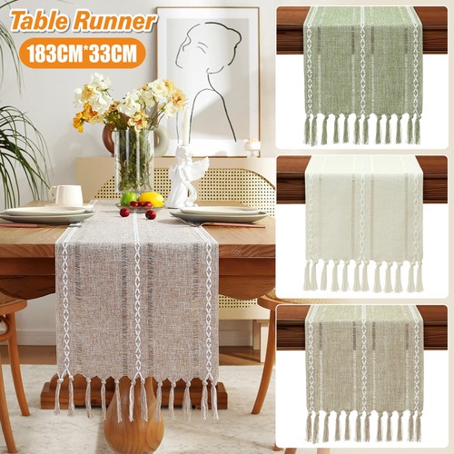 Boho linen table - table, home