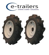 2 x 400x10 LEFT & RIGHT WHEELS TYRES - MUCK TRUCK BELLE POWER BARROWS ROTAVATORS