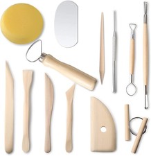 13 Pcs Pottery Tools Kit Wood and Metal Polymer Clay Modelling Tools 