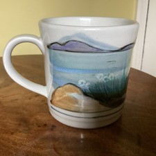Highland Stoneware Scotland Pottery  Highland Scenes Large Mug. Signed