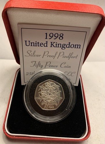 1998 silver proof piedfort - proof, 50p