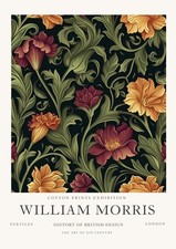 William Morris Vintage Floral Mid Century Cotton Prints Exhibition Wall Poster