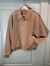 Burton Menswear Moleskin Jacket Tan 100% Cotton Zip Up Size M Vintage Style