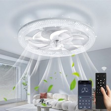Large LED Ceiling Fan 6 Speed  with Lighting LED Light Adjustable Wind + Remote