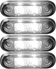 4x 24v Flush Fit White Led Front Side Marker Lamps / Lights Truck Van Kelsa Bar
