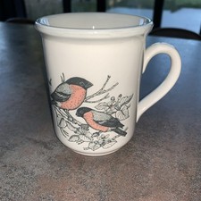Vintage Biltons Made In England Glazed Pottery Mug Bullfinch Design (with flaw)