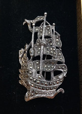 Vintage Diamanté Galleon Ship