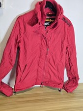 Superdry The Windcheater Jacket Mens S-M Triple Zip Front Windbreaker Coat. Red.