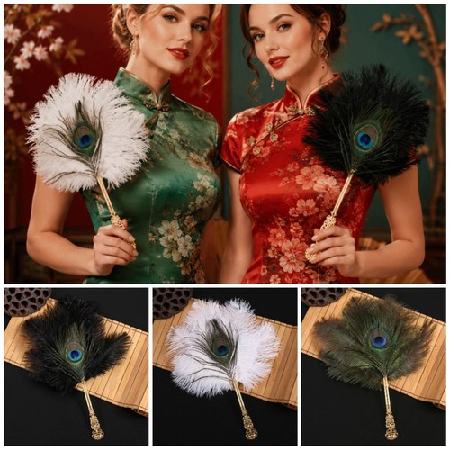 Exquisite ostrich feather fan - exquisite,