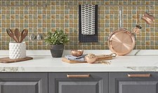 Mosaic tile stickers transfers KITCHEN BATHROOM TILES STONE BROWN SLATE effect