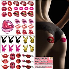 Set of 4 Sheets Sexy Naughty Temporary Tattoo Stickers Adult Body Art Lips Kiss