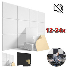 12-24x Acoustic Wall Panels Studio Sound Proofing Insulation Self Adhesive Tiles