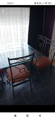 Glass top dining table with - glass,