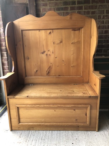 Tall monks bench storage - bench.,