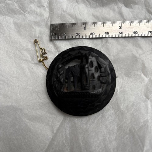 Antique whitby jet brooch - jet,