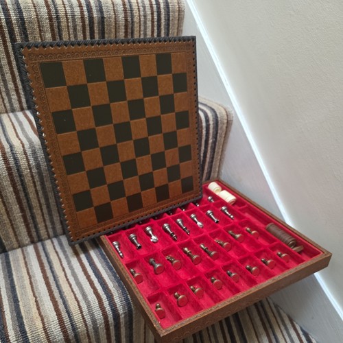 Vintage leather chess board - leather,