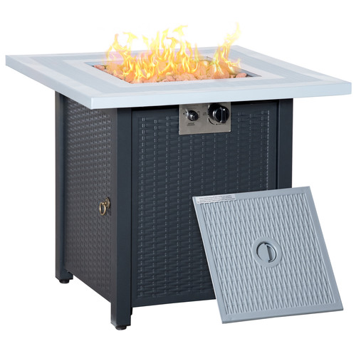 Square gas fire pit table - square,