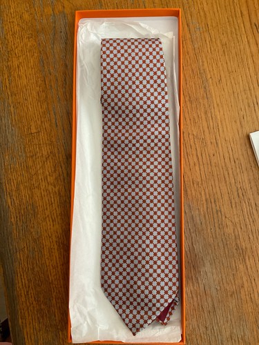 Hermes mens silk tie - .pale, grey