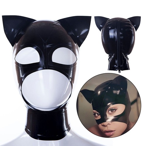 Womens latex hood with cat - latex,