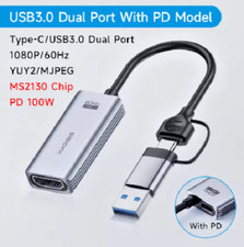 Hagibis USB 3.0 Video Capture Card HDMI to USB/USB C 1080p 60Hz with PD Port