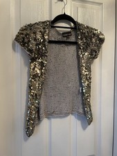 Warehouse Gold Sequin Shrug Bolero Size 8