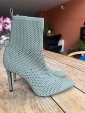 NEW!! Fabulous ZARA Woven Elastic Grey High Heel Ankle BOOTS, 38, UK 5
