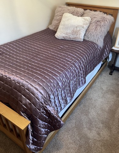 Solid oak single bed - with, pull