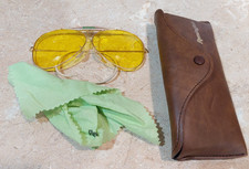 Vintage Remington Aviator Style Shooting Glasses w/ Case Yellow Lens Ear Loop