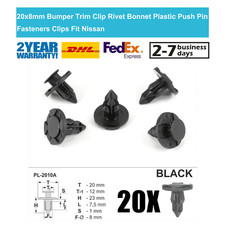 20x 8mm Trim Clips Plastic
