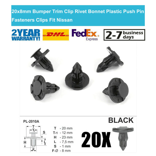 20x 8mm trim clips plastic - clips,
