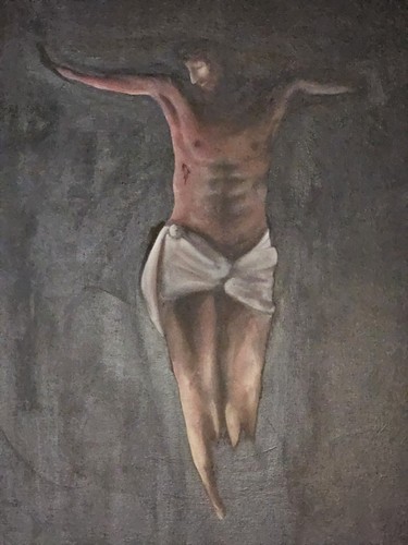 Antique large religious oil - antique,