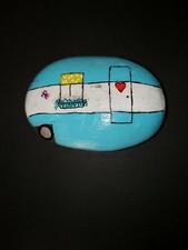 Rock Art Travel Trailer Teardrop RV Painted 3" x 2" Folk Art OOAK
