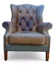 Harris Tweed Leather Armchair