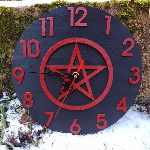 Handmade wooden wall - wooden, clock