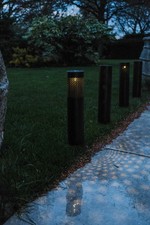 Set Of 4 Solar Post Lights Garden Stake Outdoor Pathway Silver Light Decorative