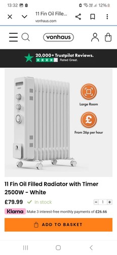 Vonhaus 2500w portable - 2500w, 11