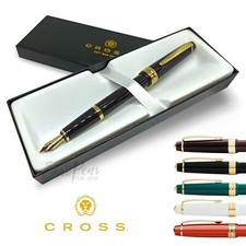 Cross Bailey Fountain Pen Medium Nib Light Resin Gold Trim with Gift box