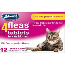 Johnsons 4Fleas Flea Tablets For Cats & Kittens - 12 Treatments Fleas Killer