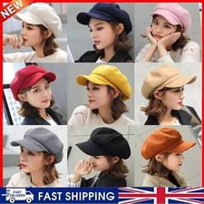 Ladies Women Girl Wool Blend Baker Boy Peaked Cap Newsboy Hat Retro Beret Cap UK