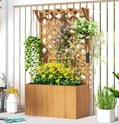 Wooden planter trellis outdoor - wooden,