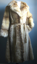 LONG FAUX FUR COAT 8 MAXI TRENCH DUSTER DIVA VINTAGE ASTRAKA mink rabbit fox