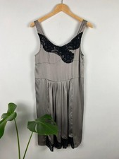 Twin Set by Simona Barbieri grey silk strap slip dress, small