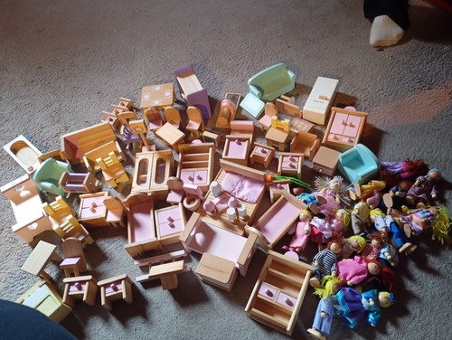 Wooden dolls house furniture - wooden,