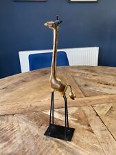 Metal Giraffe Copper Coloured With Black Metal Base - Height 12 Approx Inches