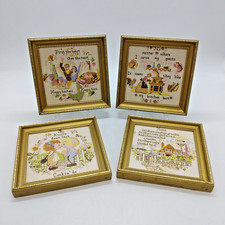 Bundle of x 4 Classic Vintage Retro Homemaker Cosy House Framed Ceramic Tiles